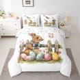 thumbnail image 2 of Feelyou Rustic Rabbit Animal Bedding Comforter Set 7 Pieces for Kids, Happy Easter Full Bedding Set, Butterfly Flower Eggs Reversible Fitted Sheet Flat Sheet, Ultra Soft Bedroom Decor, 2 of 7