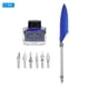 thumbnail image 3 of Uxcell 21.5cm/8.5" Juego de Pluma de Pluma Tallada, Pluma de Pluma con Juego de Tinta 6 Puntas de Repuesto para Escritura, Azul Oscuro, 3 of 5