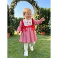 thumbnail image 5 of RUINIXCW Toddler Baby Girl Christmas Dress Outfit Infant Baby Girl Fall Winter Giangham Plaid Dress Clothes Cute Santa Tree Deer Embroidery Long Sleeve Ruffled Dress, 5 of 9