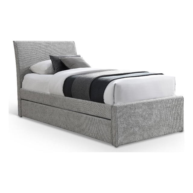 Meridian Furniture Myles Lit Gigogne Simple en Tissu Chenille Gris