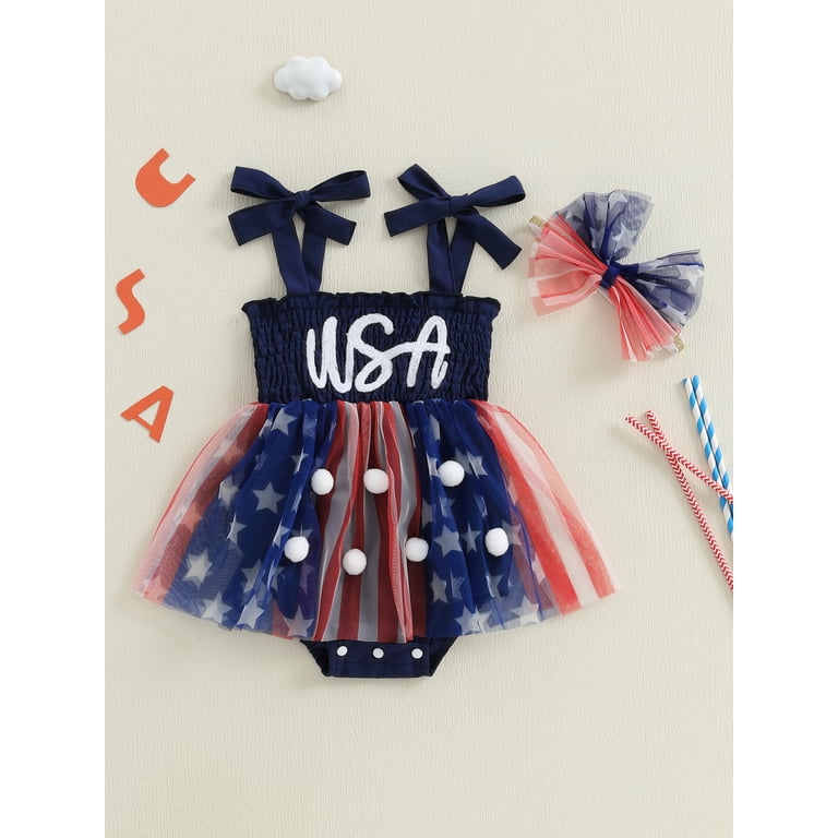 First 4th Of July Baby Girl's 1st Fourth Of July Outfit ,red White And...