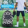 thumbnail image 3 of 2Pcs Drawstring Sports Ball Bag Football Mesh Bag Basketball Backpack Football Soccer Volleyball Ball Storage Bags Swimming Gear Bag (2Pcs Black,L), 3 of 6