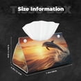 thumbnail image 5 of Pofeuu Sunset Dancing Dolphin A Print Tissue Box Cover, Modern Decorative PU Leather Rectangular Tissue Box Case Organizer Holder for Vanity Countertop, Night Stands, Livingroom, 5 of 7
