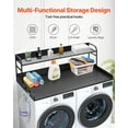 thumbnail image 4 of KFFKFF Laundry Room Organizer with Dual-Level Shelf, 54" x 27" Timber Constructed Washer-Dryer Surface with Non-Slip Cushions, Water-Repellent Laundry Appliance Overlay, Black, 4 of 9