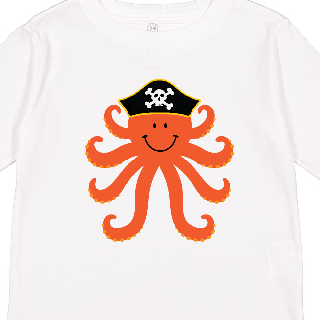 Inktastic Pirate Octopus Kids Funny Boys or Girls Long Sleeve Toddler T-Shirt - image 3 of 4