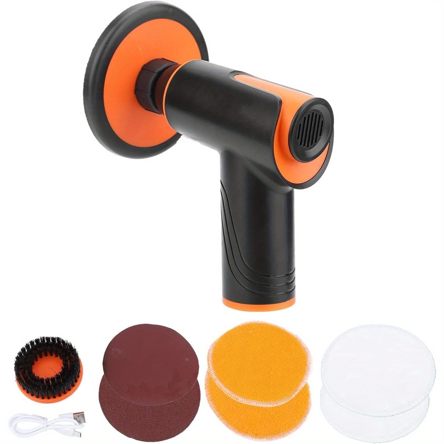 Cordless Car Polisher Kit, USB Rechargeable Electric Polishing Tool with 7 Buffing Bonnets, 2-Speed Waxing & Detailing Kit for Car Maintenance