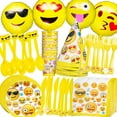 thumbnail image 4 of Baketivity Emoji Party Supplies Set with Paper Plates, Cups, Hats, Plastic Forks, Spoons & Knives, Napkins, Banner, Table Cover & Balloons Upgrade Home Dcor, Surprise, 4 of 4
