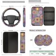 thumbnail image 6 of XYZCANDO Boho Florals 14 Pack Car Seat Covers Full Set Steering Wheel Cover Auto Center Console Pad Seat Belt Pads Headrest Covers Cup Coasters for Most Cars SUVs Sedans, 6 of 7