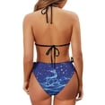 thumbnail image 6 of Chririnla Women's Halter Neck Two Piece Bikini Set Glowing Reindeer Snowflake Print - Sexy Tie Side Swimsuit for Beach & Pool Vacation, 6 of 9