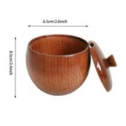 Wooden Seasoning Spice Jar, Natural Wooden Sugar Bowl, Pepper Seasoning Container Condiment Pots with Lid for Home Kitchen Restaurant, 1 Pcs, 3.4x2.6
