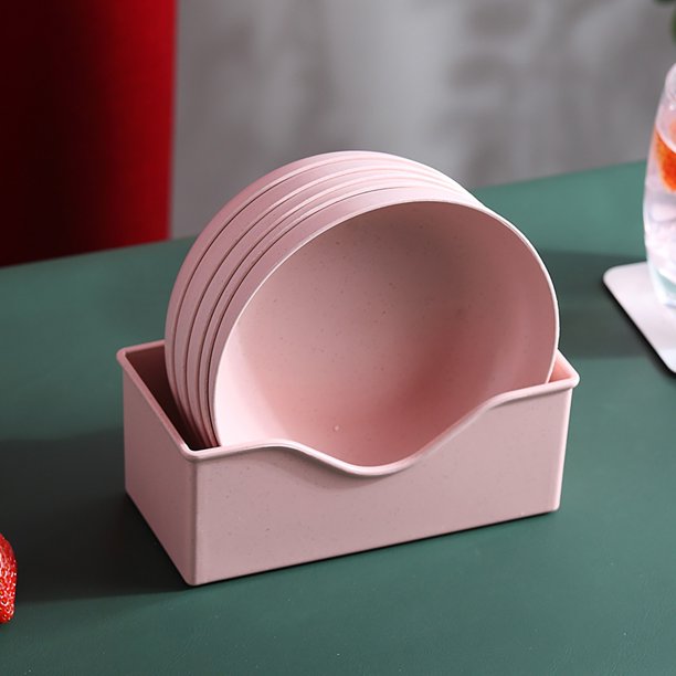 Paquete de 5 Platos Desechables para Postre - Platos de Fibra de Paja Ecológicos, Rosa MNFD
