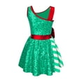 thumbnail image 2 of MSemis Christmas Elf Costume for Girls Sequins Figure Ice Skating Dance Ballet Leotard Tutu Dress Green 14, 2 of 5