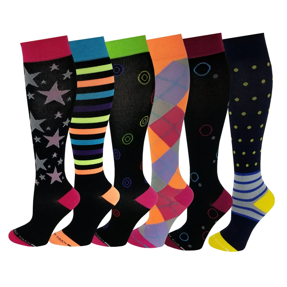 Different Touch 6 Pairs Pack Women Graduated Compression Knee High