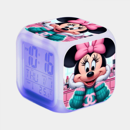 Hfnggwee Digital Alarm Clock for Kids, Cartoon Mouse Pattern 7 LED Color Changing Wake Up Clock with Thermometer Function and Night Light, Gift for Boys Girls A93-040 NZ113-040