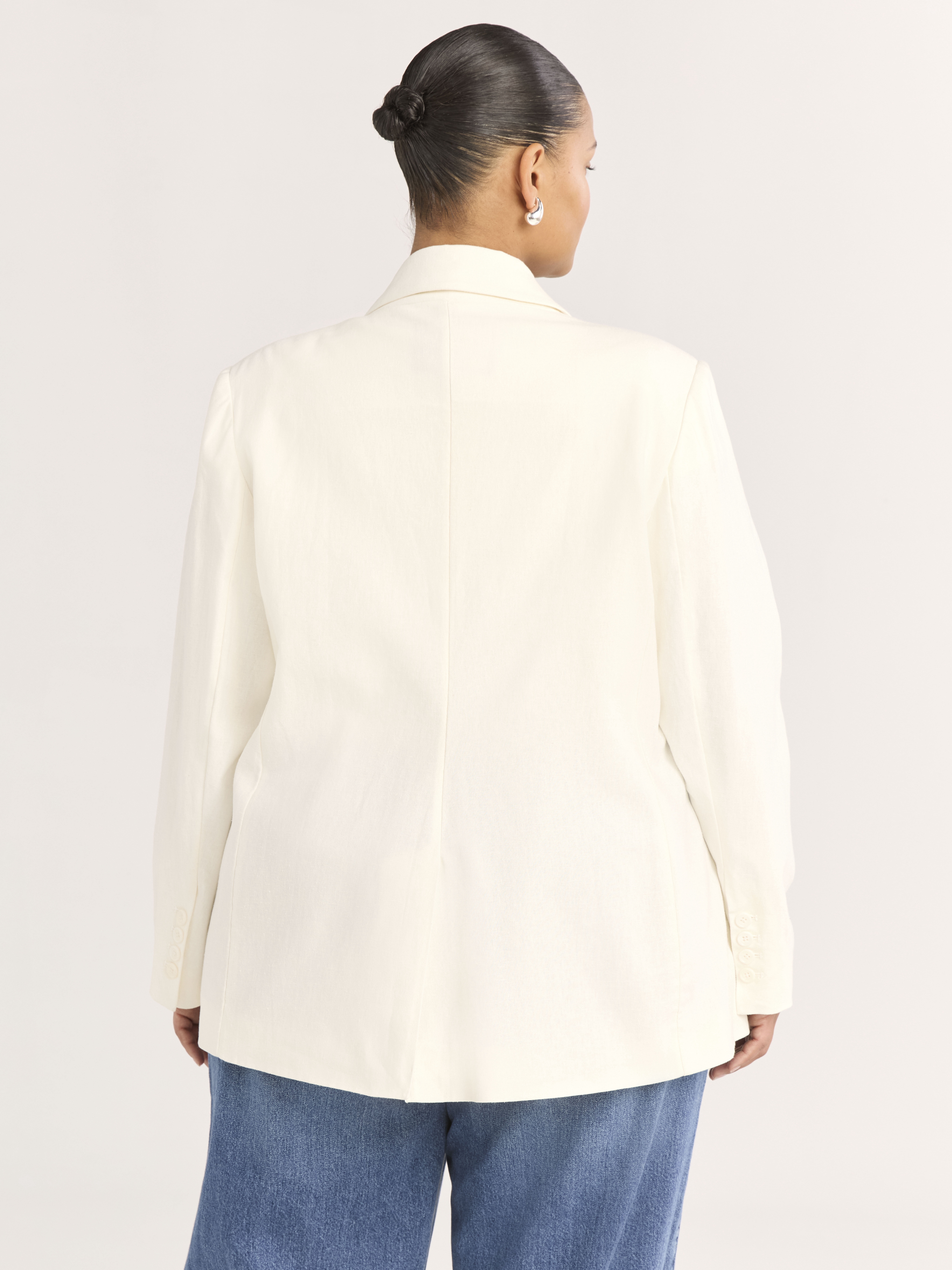 Scoop Women's and Women's Plus One Button Linen Blend Blazer, Sizes XS-4X