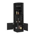 thumbnail image 5 of Corner Bar Cabinet with Double Doors & Wine Rack, Black Home Bar Storage Cabinet with Glass Shelf, 8-Bottle Built-In Wine Rack for Kitchen, Dining Room, Or Living Room, 5 of 7