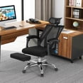 thumbnail image 2 of Costway Chaise de Bureau en Maille Chaise de Bureau Inclinable Hauteur Réglable avec Repose-Pieds Noir, 2 of 10
