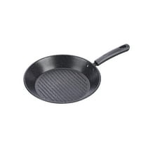 Btomtd Iron Grill Pan with Cool Touch Handle Hanging Storage for Camp and Home Stove Griddle Skillet, A