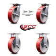 thumbnail image 2 of 8 Inch Poly on Cast Iron Caster Set with Ball Bearing 2 Swivel Lock 2 Rigid SCC, 2 of 2