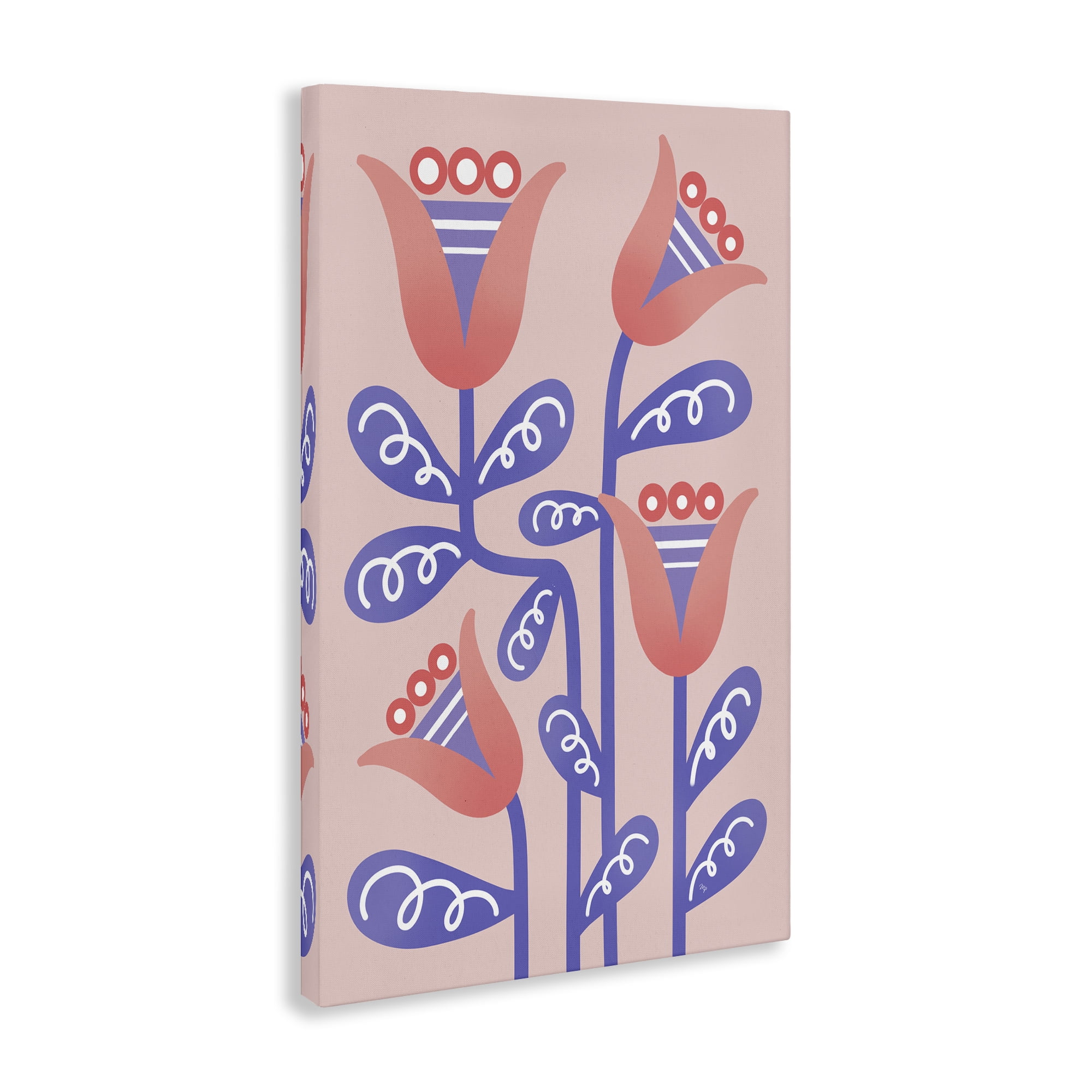 Stupell Industries Tulip Flowers Pink Deco Floral & Botanical Painting Wrapped Canvas Art Print Wall Art, 16 x 24