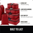 thumbnail image 3 of GORILLA GRIP 6 Piece Packing Cubes Set, Travel Essential Space Saving Mesh Bag Organizers for Suitcases and Luggage Bags, Red, 3 of 10