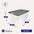 thumbnail image 4 of 2-Pack Secure Latch, Clear Plastic Storage Organizer Bins, 64 Quart, Gray Lid - Heavy-Duty Container Boxes with Lids for Home, Office, and Garage, 4 of 9