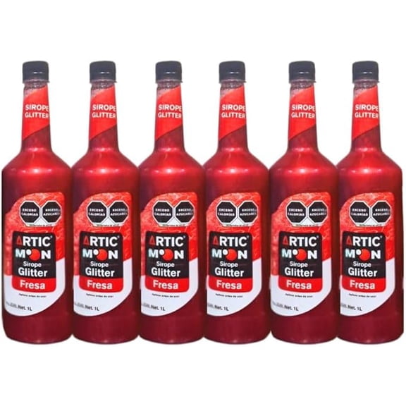 Kit de 6 Jarabes Kala Glitter Para Preparar Bebidas De 1 Lt Sabor Fresa