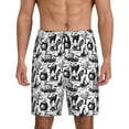 thumbnail image 1 of Balery Black White Halloween Pantalones cortos de pijama de punto de algodón para hombre con cinturilla y bolsillos-Medium, 1 of 6