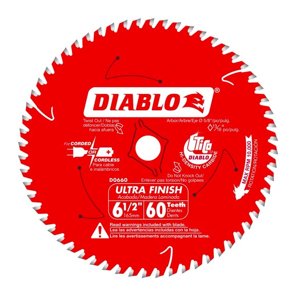 Disco Diablo Para Sierra Circular 6-1/2 60 Dientes D0660R
