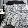 thumbnail image 4 of Laura Ashley Home Amberley Collection Quilt Set 100% Cotton, Breathable & Lightweight, Reversible Bedding, Pre-Washed for Added Softness, King, Black/White, 4 of 10