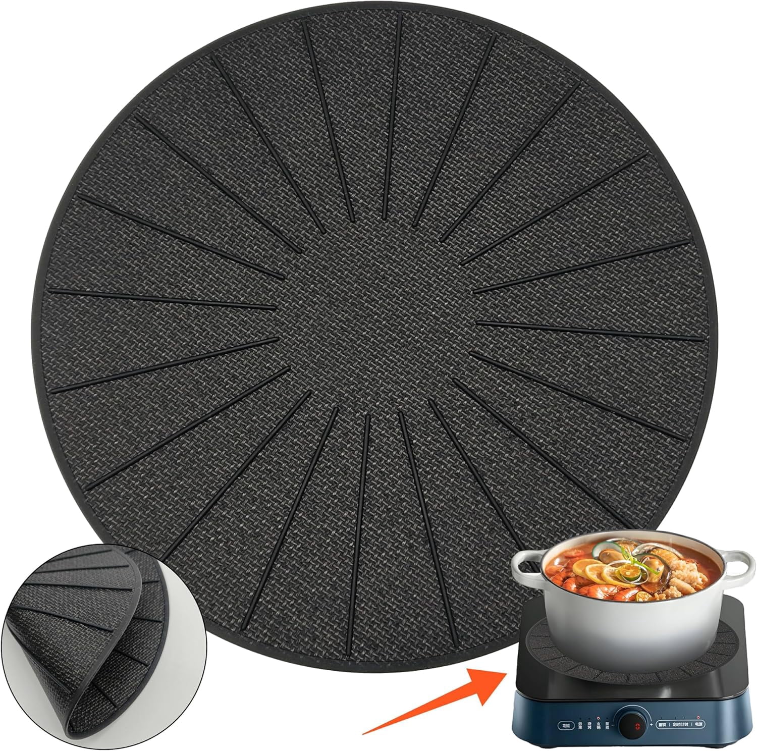 Induction Cooktop Protector - Induction Cooktop Silicone Stove Top Mat - Anti-Slip Mats to Keep Pots Stable and Protect Surfaces from Scratches (Large - 11 Inches)