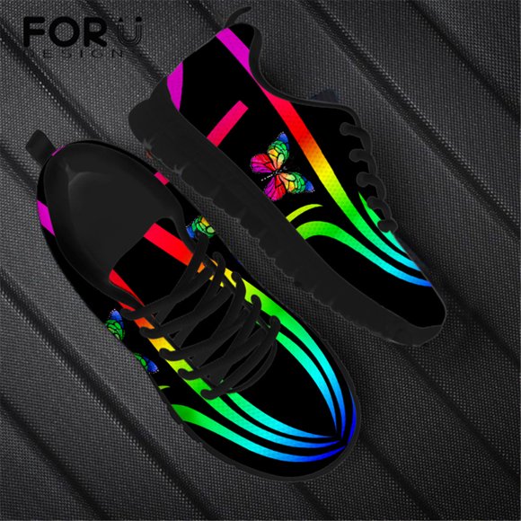Casual Women Sneakers Flats Gradient Style Butterfly Design Air Mesh Light Women's Walking Shoes Woman Zapatos Mujer