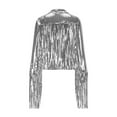 thumbnail image 3 of Denim Tops for Lady Womens Sequin Fringe Jacket Shiny Glitter Tassel Fringe Long Sleeve Sparkly Jackets Streetwear Coat 3XL, 3 of 6