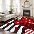 thumbnail image 2 of 8'x10' Area Rugs, Valentine's Day Indoor Outdoor Area Rug for Living Room Bedroom, Red Love Hearts Black Striped Romantic Washable Bathroom Rugs Kitchen Floor Carpet Mats Home Decor Aesthetic, 2 of 8