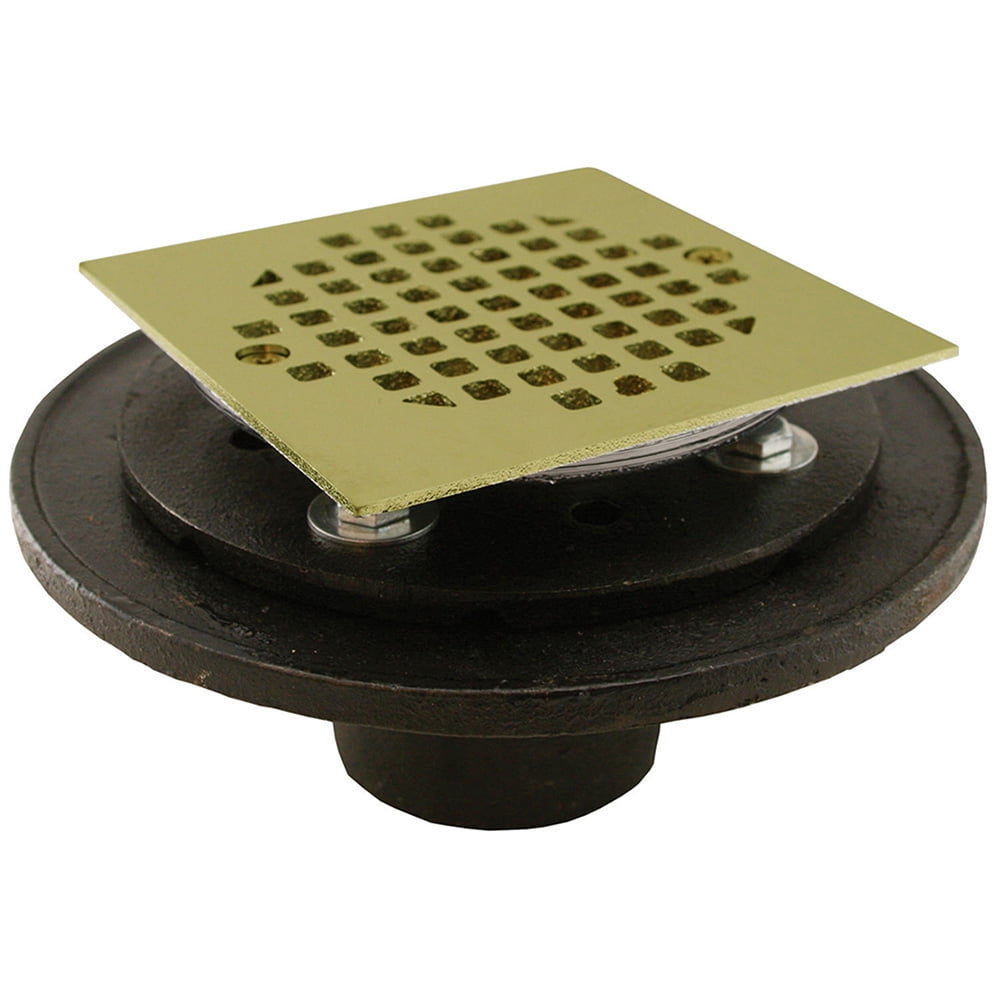 2" No Hub Shower/Floor Drain with 61/2" Pan and 4" Polished Brass Cast