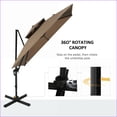 thumbnail image 4 of Patio Umbrella | 10ft Offset Cantilever Outdoor Umbrella, 360 Rotation, Easy Tilt, Cross Base Cover | Brown | Square, 4 of 11