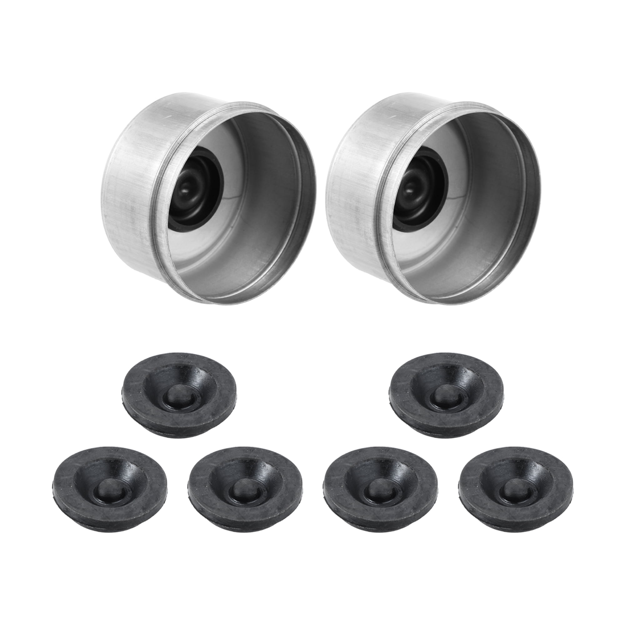 2pcs 2.72" Trailer Axle Dust Cap Cup Grease Cover with 6pcs Rubber