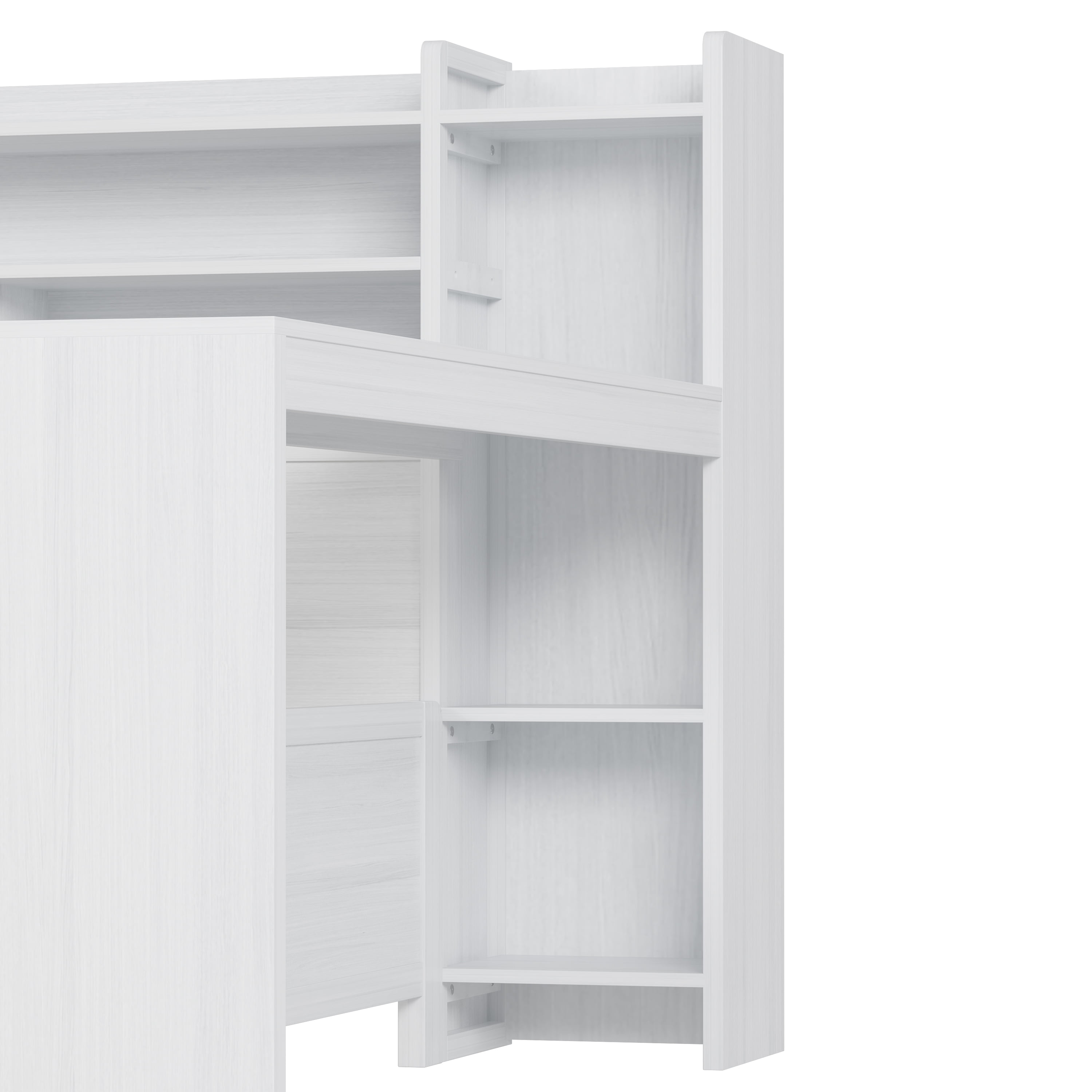 Euroco Wood Full Size Daybed with Trundle, Storage Captain Bed with Desk and Shelves, Twin