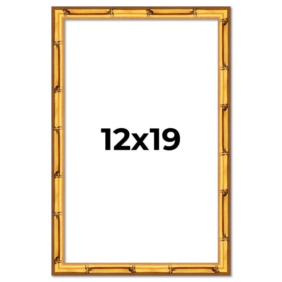 12x19 Frame Gold Bamboo Solid Wood Picture Frame | 0.75 Inch Moulding Width | Interior Frame Depth