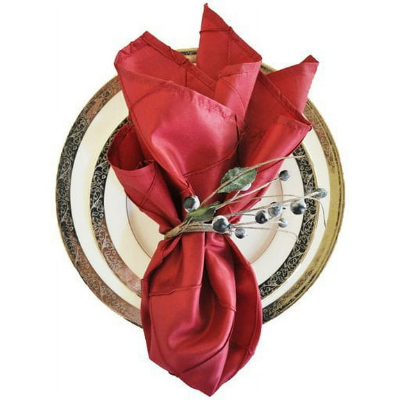 Wedding Linens Inc. 10 pcs 20"x 20" Premium Pintuck Taffeta Table Linen Napkins for Party Wedding Reception Catering Dining Home Restaurants - Apple Red