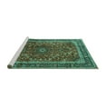 thumbnail image 2 of Ahgly Company Machine Washable Indoor Square Persian Turquoise Blue Traditional Area Rugs, 7' Square, 2 of 4