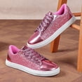thumbnail image 3 of SACFOF Women's Platform Glitter Fashion Sneakers Dressy Sparkly Tennis Shoes Lace up Bling Wedding Bridal Shoes Shiny Sequin Shoes, 3 of 6