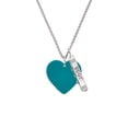 thumbnail image 2 of Delight Jewelry Acrylic 1" Teal Heart Silvertone Best Friends Forever Bar Charm Necklace, 23", 2 of 4