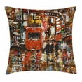 thumbnail image 1 of Fantasy Art Decor Throw Pillow Cushion Cover, Urban Abstract Picture with Tramway and Human Crowd Cityscape Traffic Lights, Decorative Square Accent Pillow Case, 20 X 20 Inches, Multi, by Ambesonne, 1 of 2