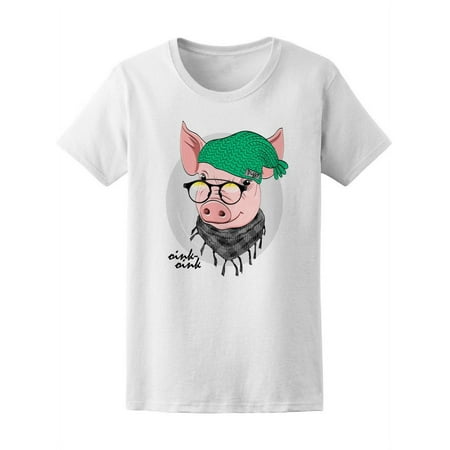 Hipster Pig With Hat & Scarf Tee Women s -Image by Shutterstock