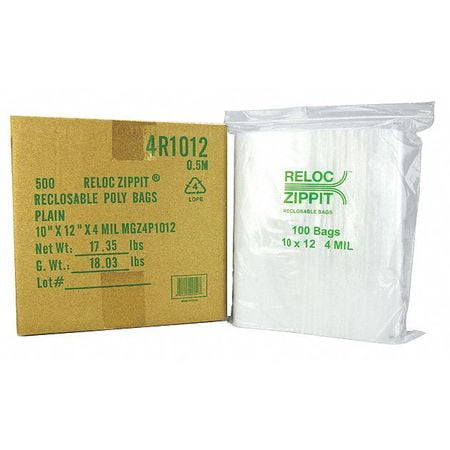 Reclosable Poly Bag 2.7-MIL 10"x 7" With Slider Closure RELOC ZIPPIT RS107 