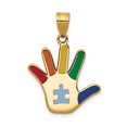 thumbnail image 1 of 14k Yellow Gold Autism Puzzle Piece Handprint Necklace Pendant Charm Awarenes, 1 of 7