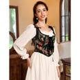 thumbnail image 4 of Women's Vintage Floral Corset Lace-Up Fishbone Print Vest Renaissance Pirate Costume, 4 of 5