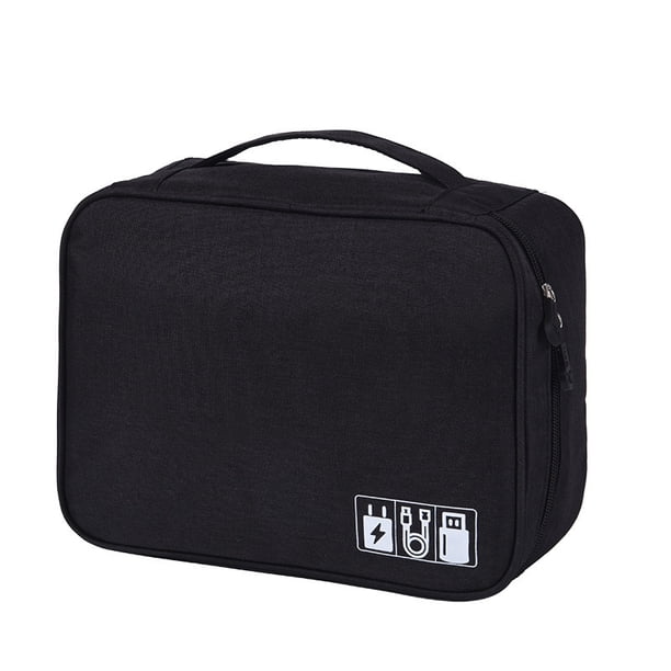Estuche impermeable de accesorios electrónicos de viaje portátiles de doble capa para cables, cargadores, bancos de energía, unidades flash, teléfonos celulares, tabletas Levamdar CZDZ-ST174-1