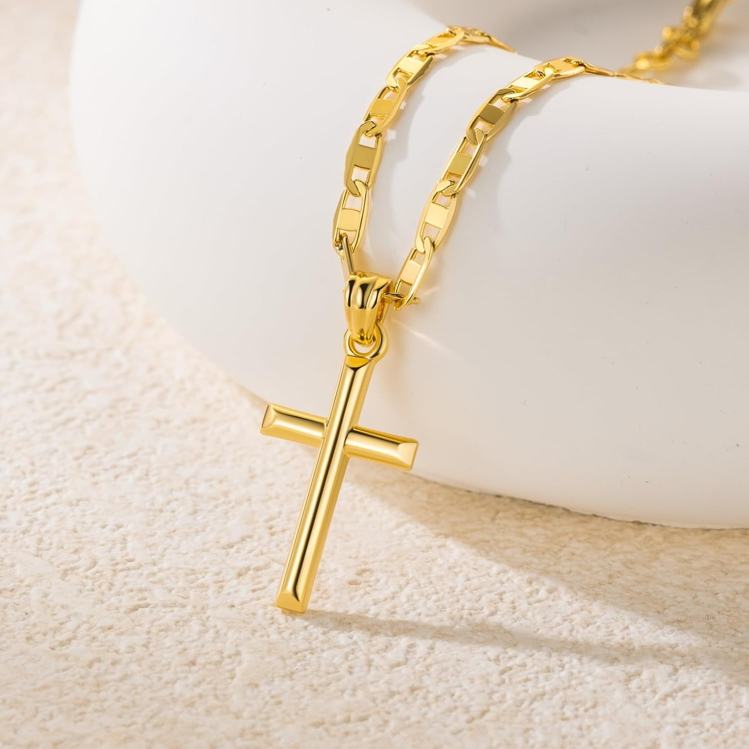 14K Gold Cross Necklace for Women Gold Chain with Minimalist Cross Pendant Elegant Faith Jewelry Gift Classic Gold Cross Necklace for Women